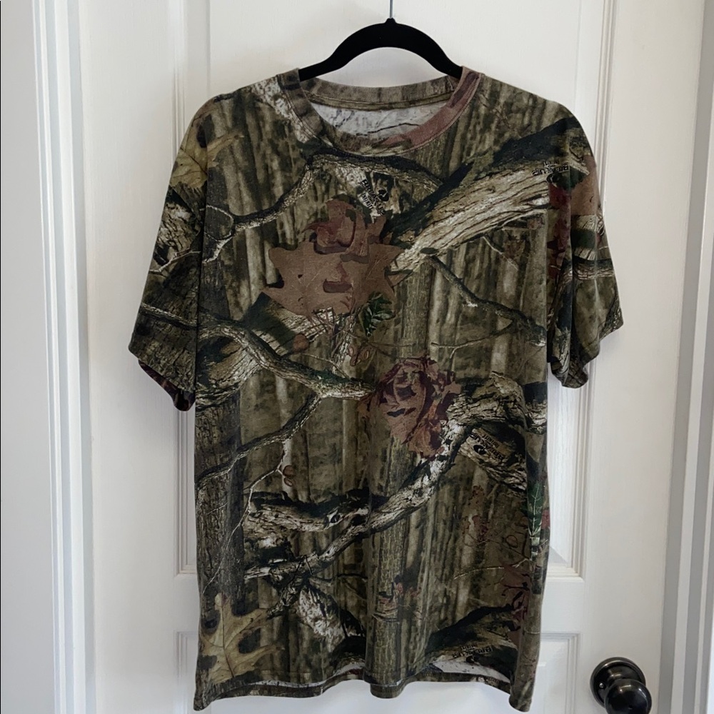 Mossy Oak Camo Camouflage Short Sleeve Tee T-Shirt Shirt Top Hunting Green Brown